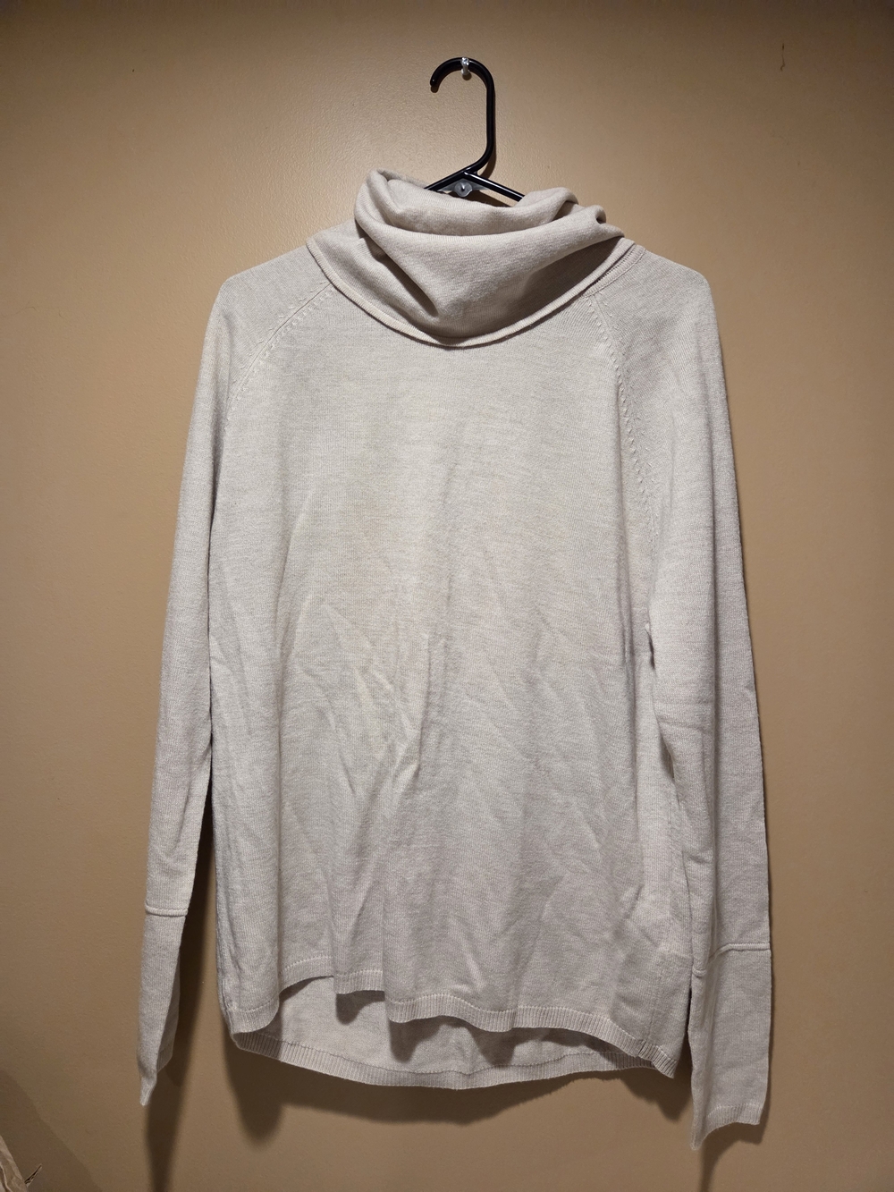French Connection Beige Cowl Turtleneck Oversized Knit Sweater S
